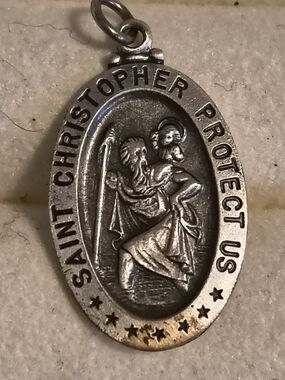 Vintage Sterling Silver Saint Christopher Medallion/ Pendant
